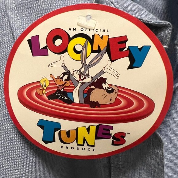 Vintage 90s Looney Tunes Button Down Shirt Embroidered Size Small NWT - Picture 6 of 8